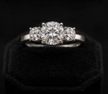 Past Present Future, three-stone diamond ring