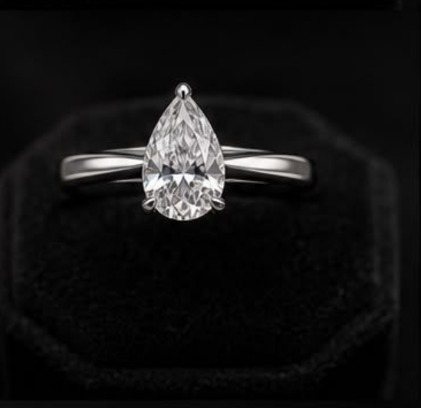 Tear of Joy, pear-cut diamond solitaire