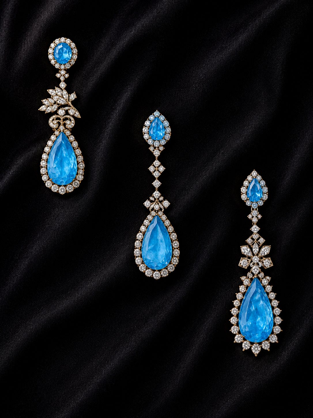 Drops from Heaven, diamond and gold bead drop earrings with smoky quartz