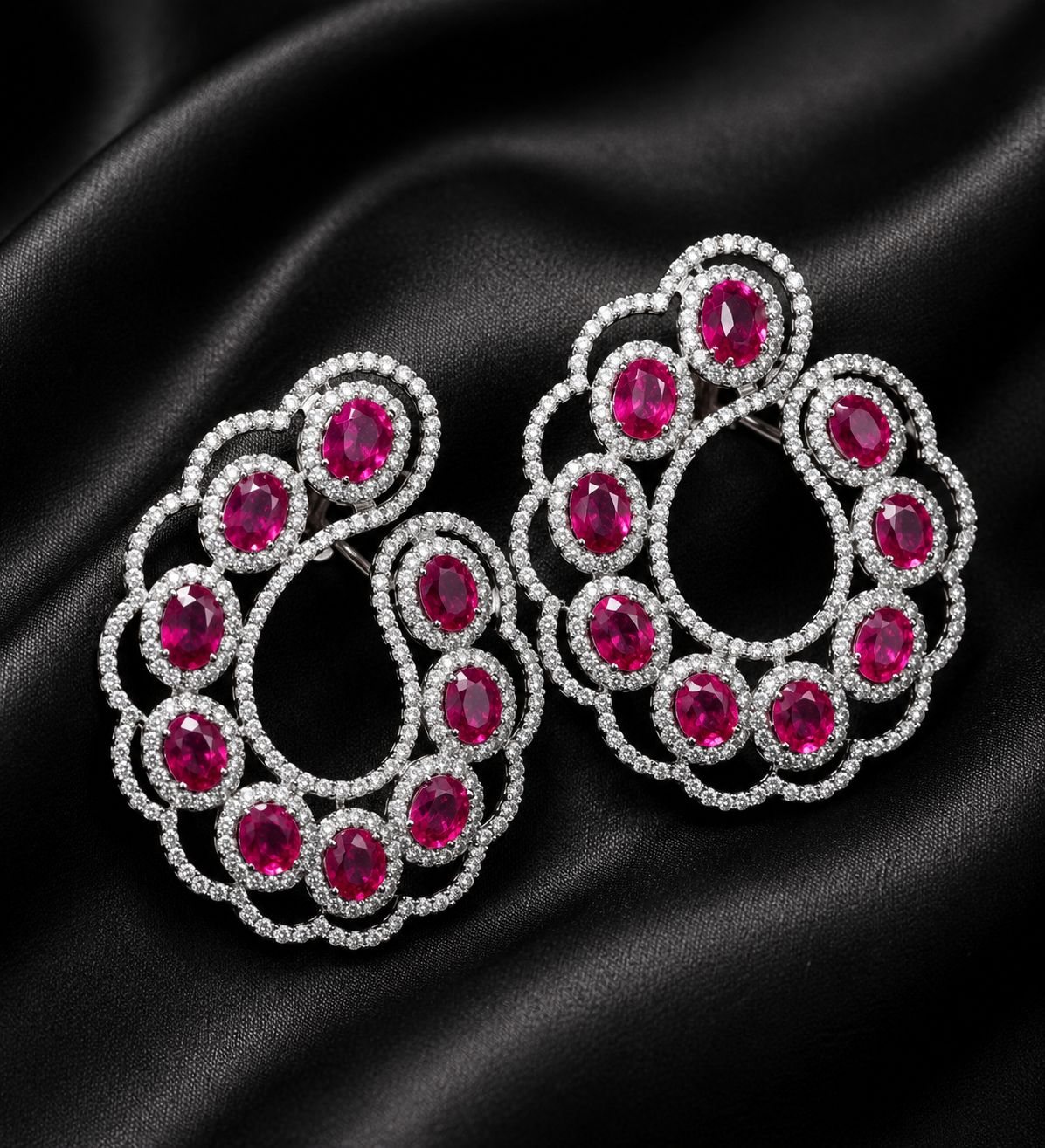 Scarlet Skies, ruby and diamond earrings